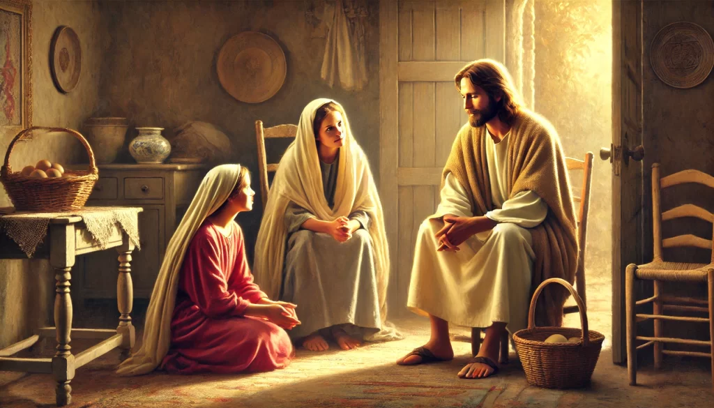 Mary sitted on Jesus's feet listening his word but Martha Overwhelmed by serving Duties